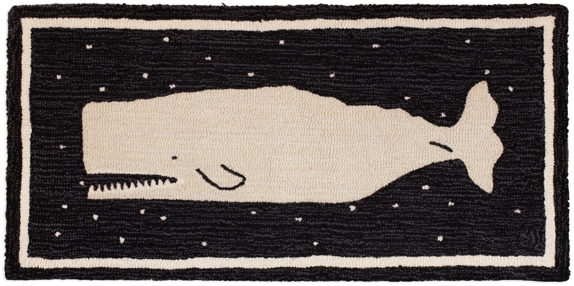 Hooked Wool Rug - Starry Night Whale - 2' x 4'