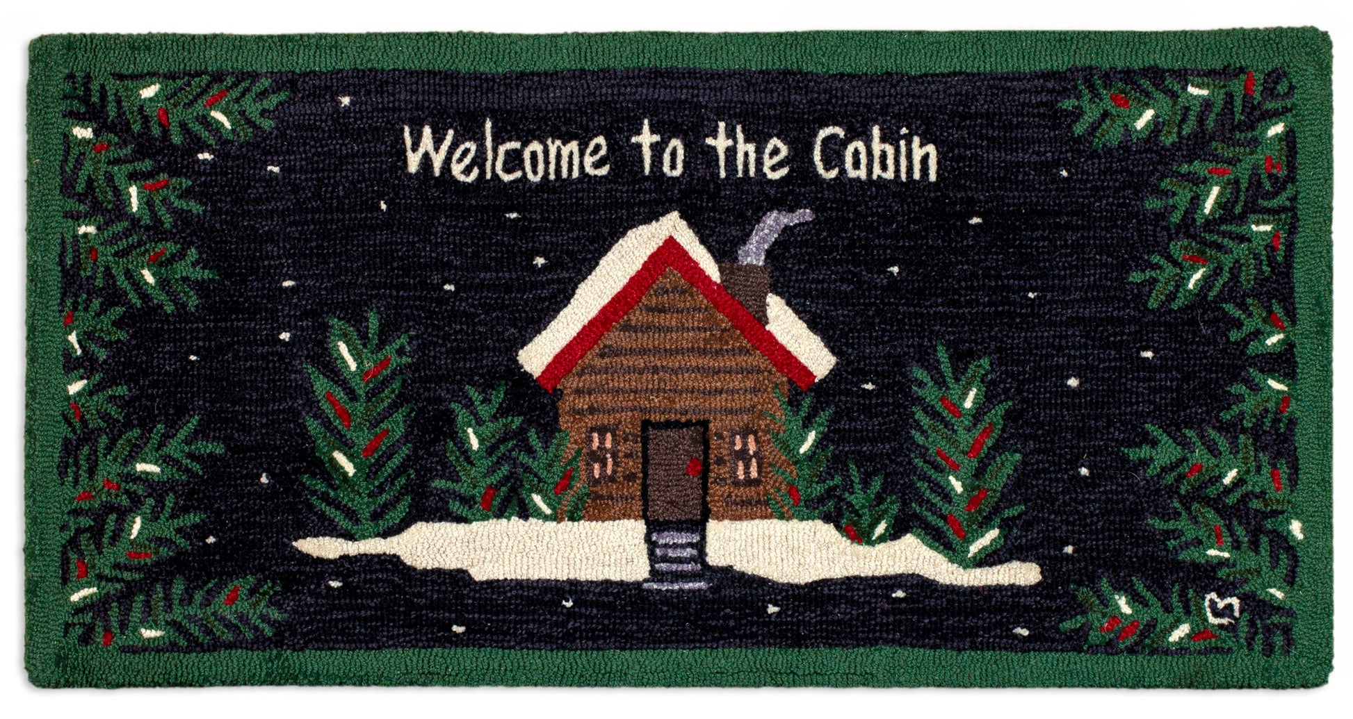 Hooked Wool Rug - Pinewoods Welcome - 2' x 4'