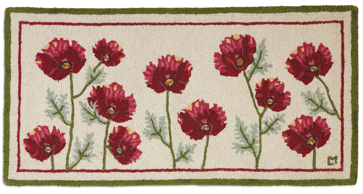 Poppy Hooked Rug Hooked Wool Rug - Poppy Profusion - 2' x 4' – Chandler 4 Corners