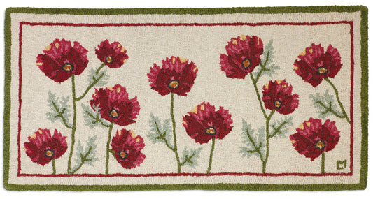 Hooked Wool Rug - Poppy Profusion - 2' x 4'