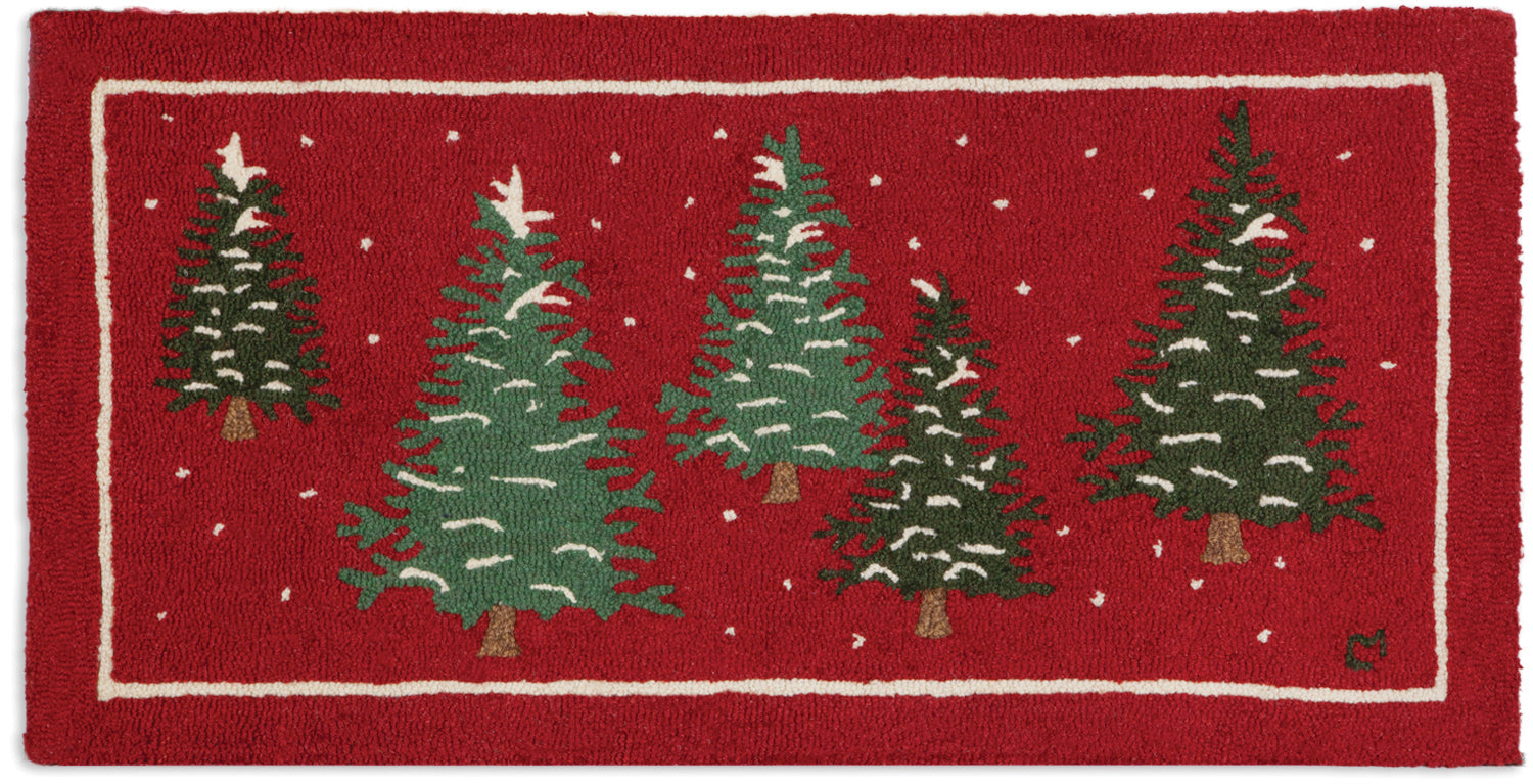 Hooked Wool Rug - Red Flurries - 2' x 4'