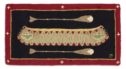 Hooked Wool Rug - Red Longboat - 2' x 4'