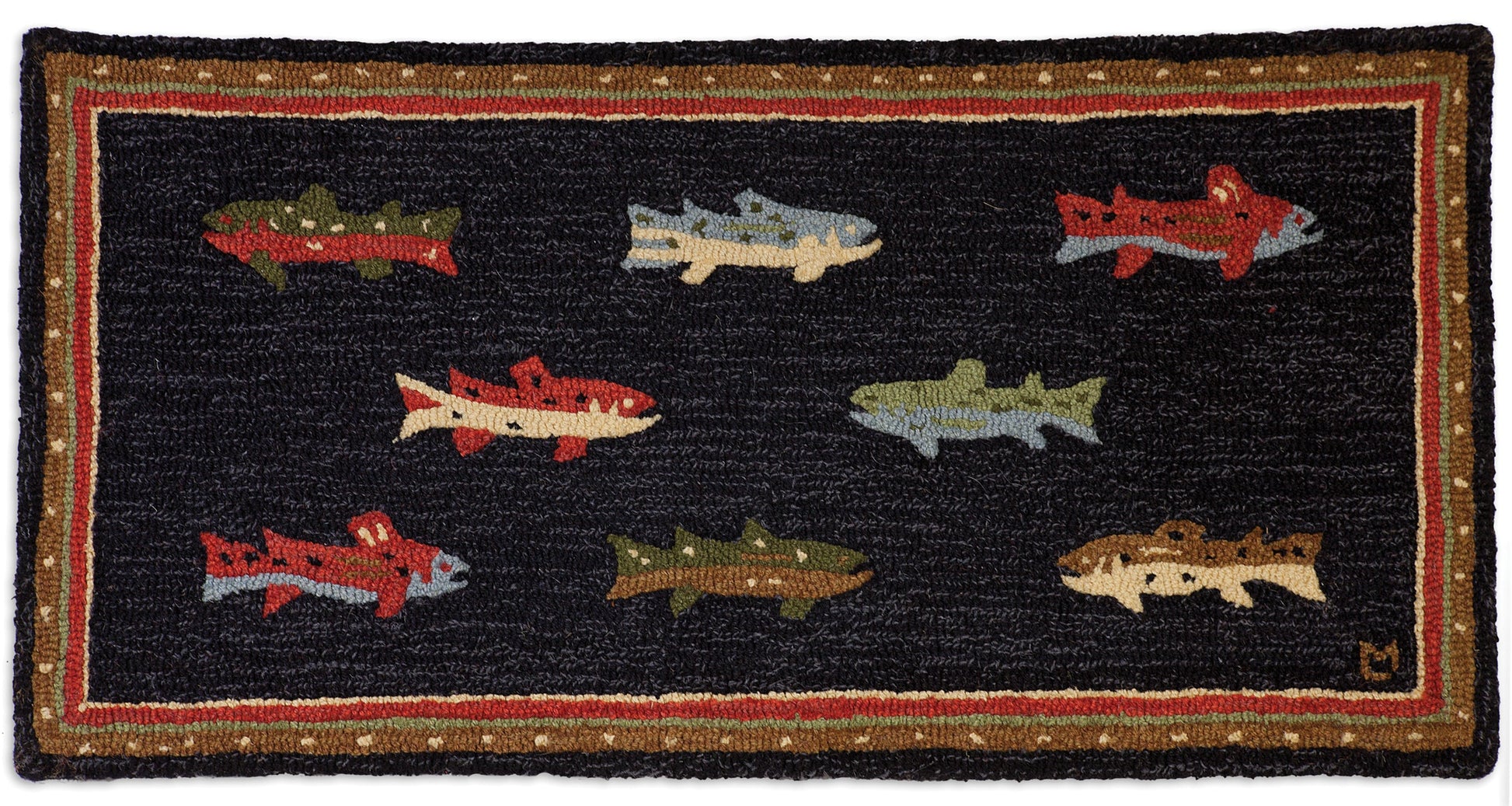 Hooked Wool Rug - River Fish