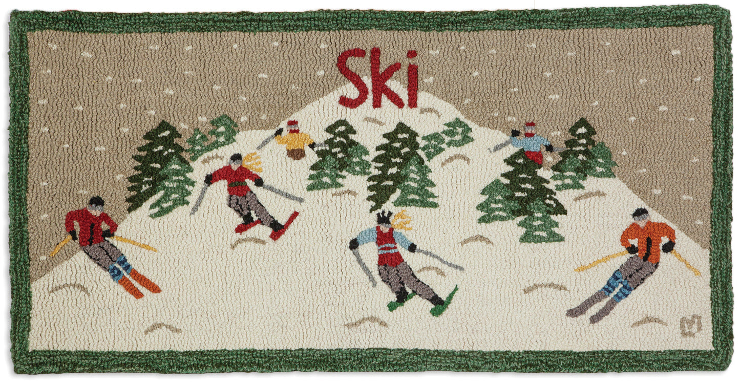 Hooked Wool Rug - Ski Mountain - 2' x 4'