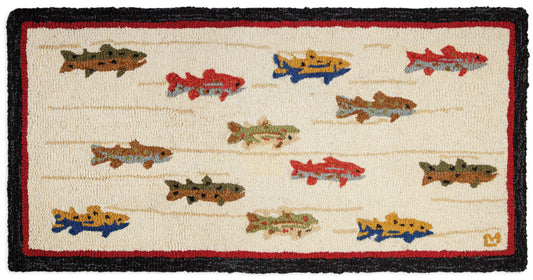 Hooked Wool Rug - Summer Trout - 2' x 4'