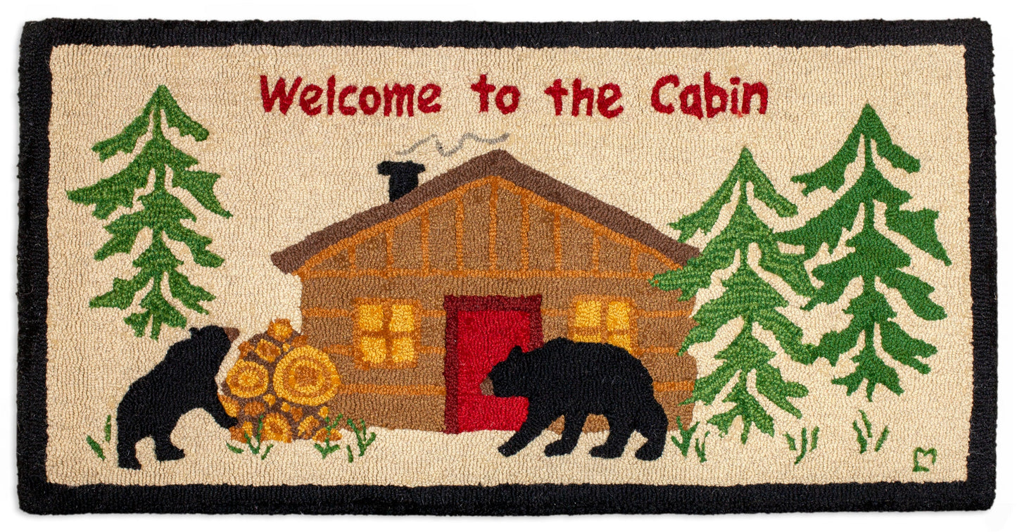 Hooked Wool Rug - Welcome To The Cabin - 2' x 4'