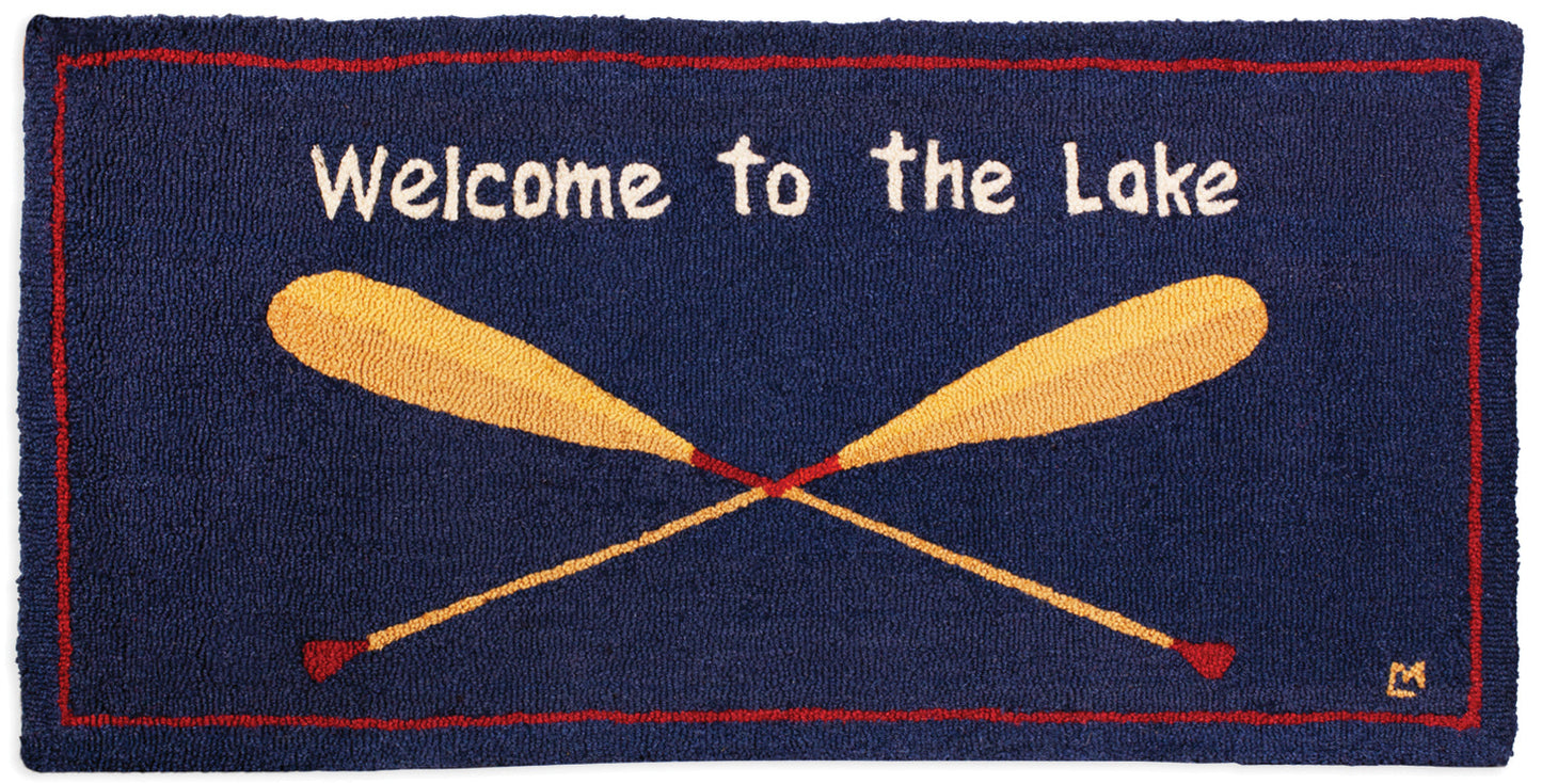 Hooked Wool Rug - Welcome To The Lake Paddles - 2' x 4'