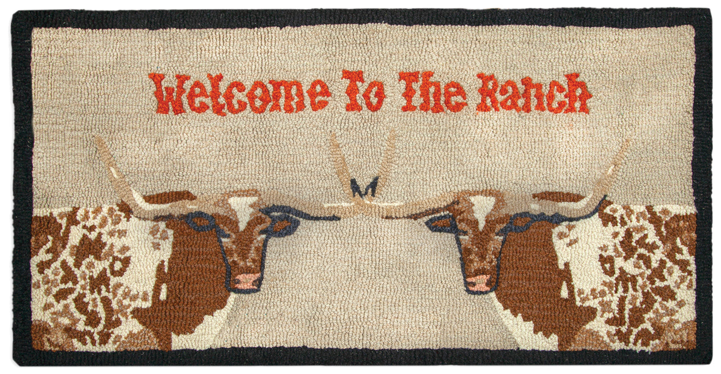 Hooked Wool Rug - Welcome To The Ranch - 2' x 4'