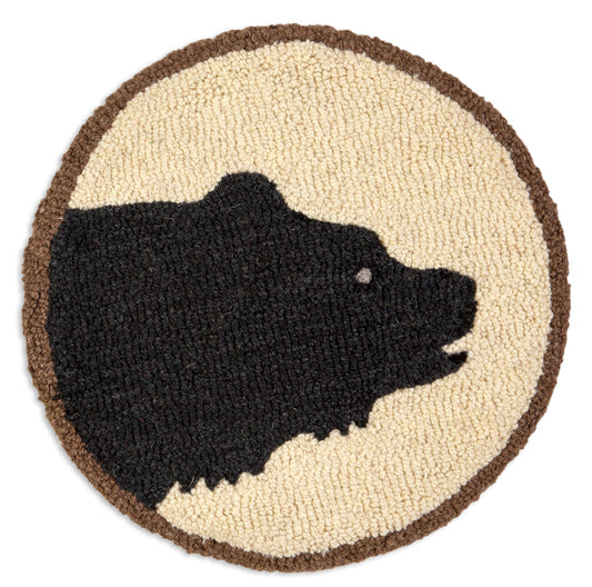 Hooked Wool Chair Pad - Big Bear - 14" Round Chair Pad