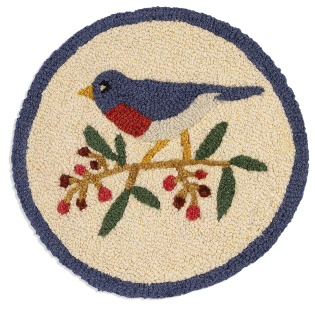 Bluebird And Berries - 14" Round Chair Pad