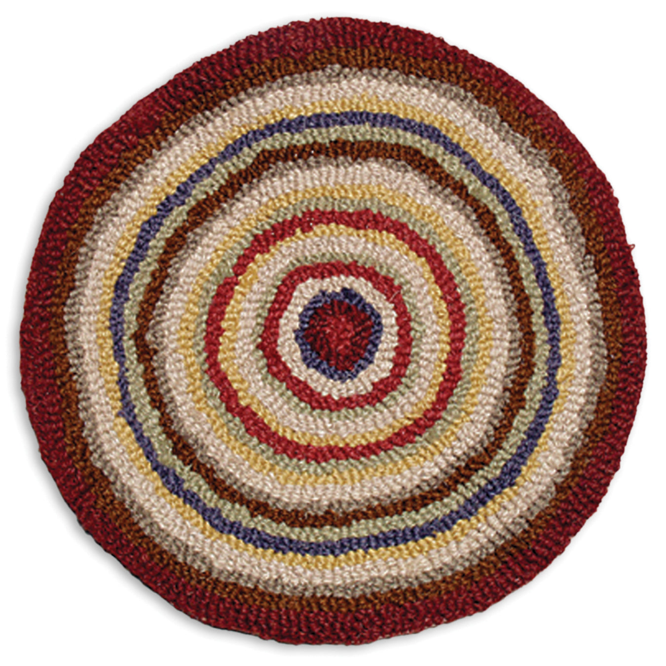 Hooked Wool Chair Pad - Circle - 14" Round Chair Pad