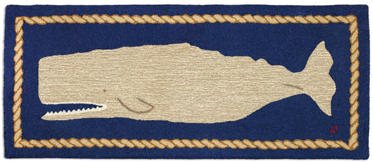 Hooked Wool Rug - Moby Dick - 2.5' x 6' Runner