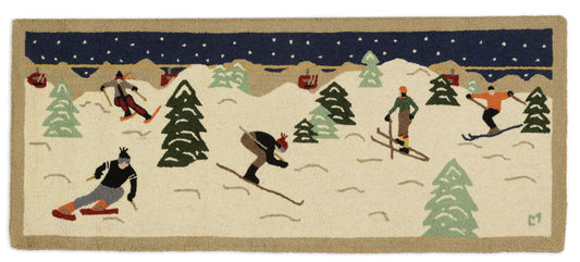 Skiers on Mountain -  2.5' X 6'  Runner Rug