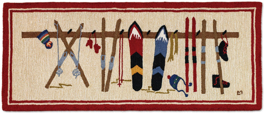 Hooked Wool Rug - Ski Rack - 2.5' x 6' Runner