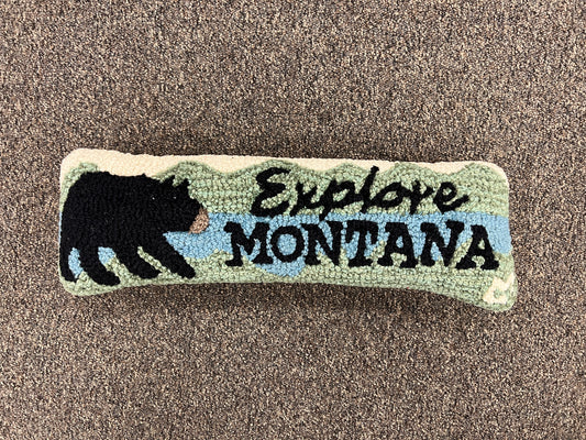 Explore Montana 8" x 24" Hooked Wool Pillow