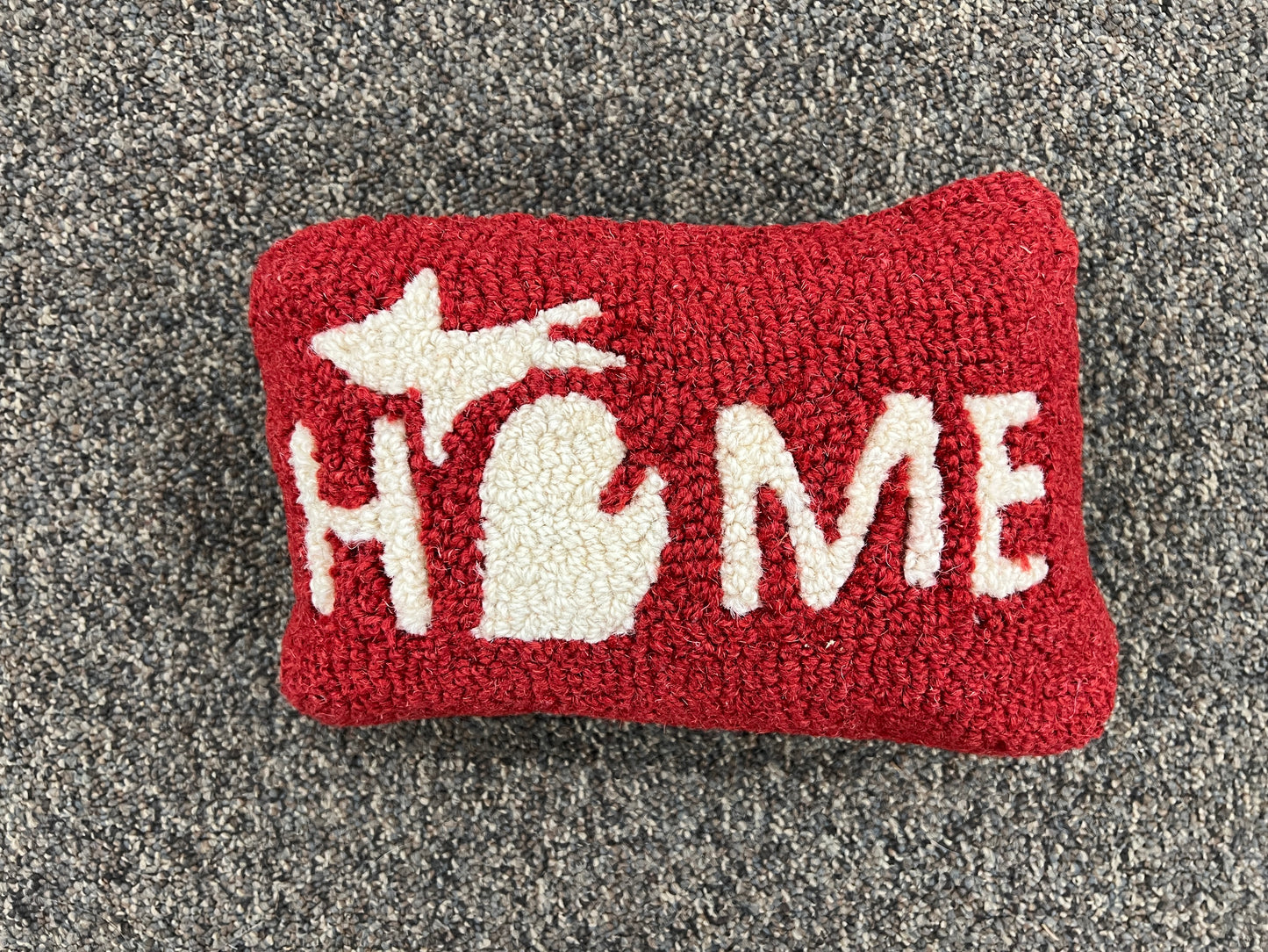 Michigan Home 8" x 12" Hooked Wool Throw Pillow