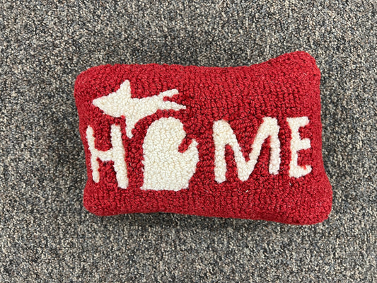 Michigan Home 8" x 12" Hooked Wool Throw Pillow