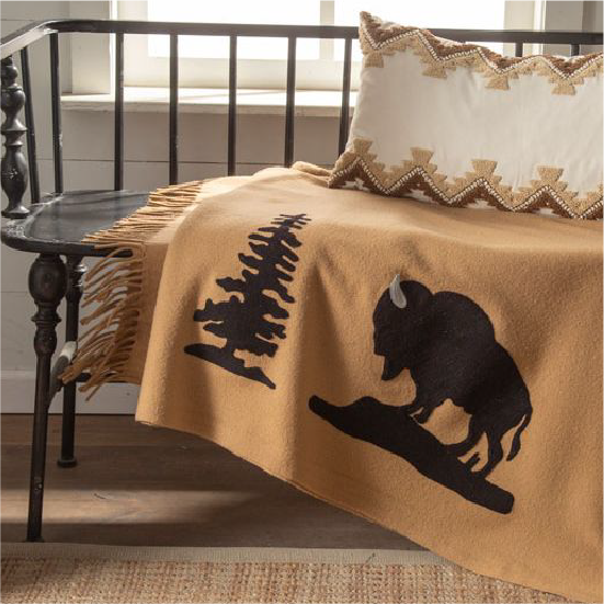 A Chandler 4 Corners blanket with a buffalo.