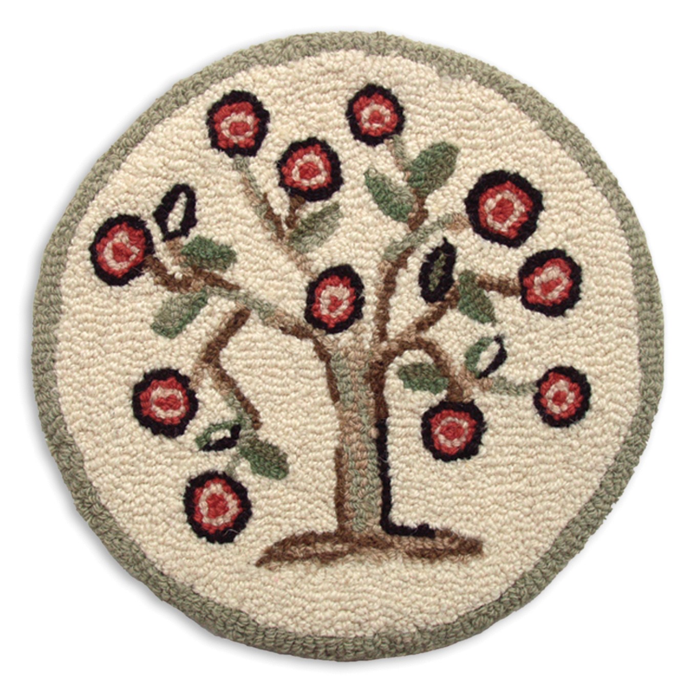 Tree of Life - Hooked Wool Chair Pad
