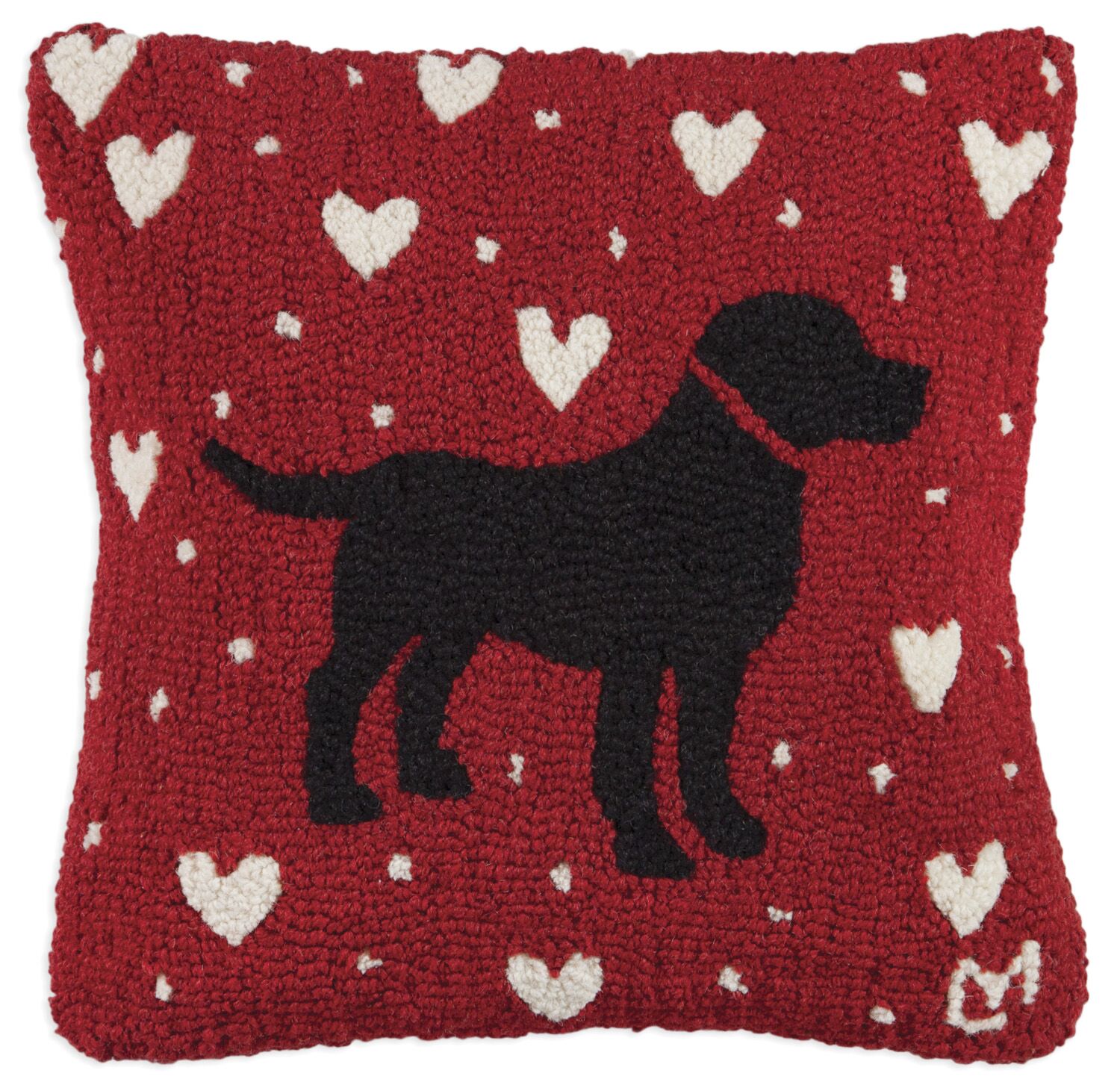 Chocolate lab with heart decorative pillow