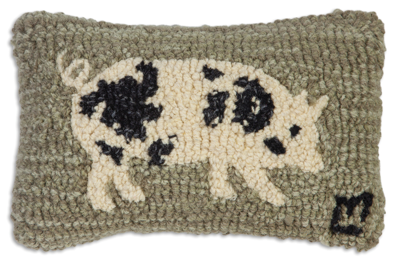 Spotted pig hooked wool pillow