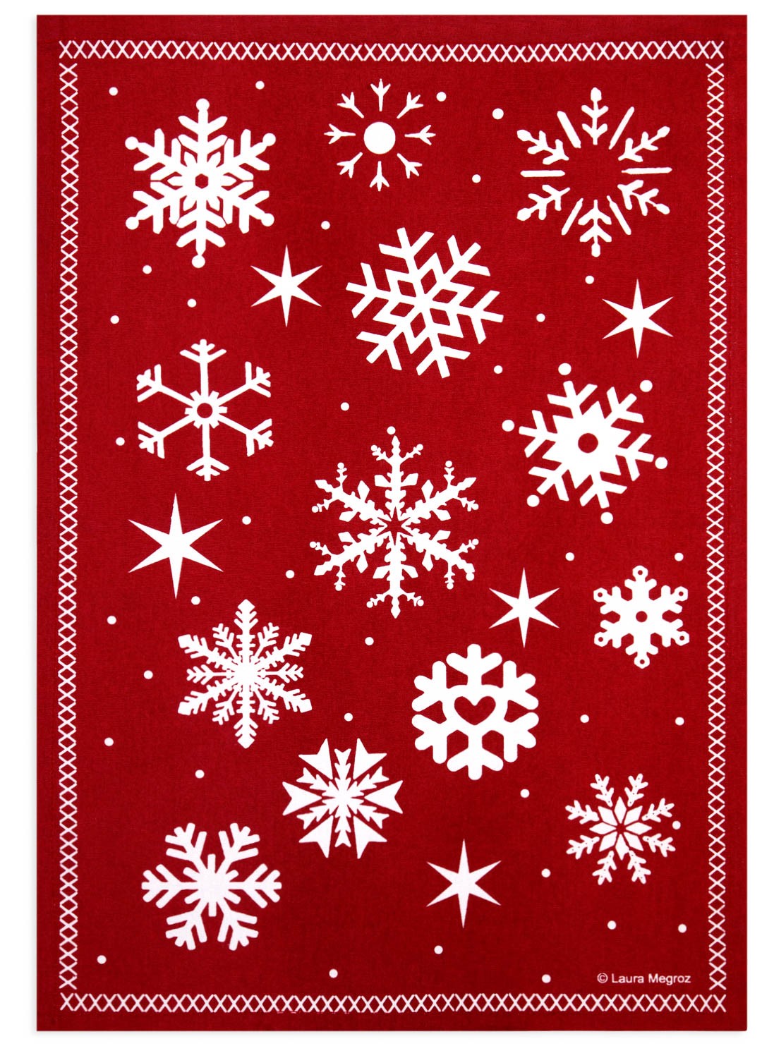 White Flakes on Red - Hand Towel