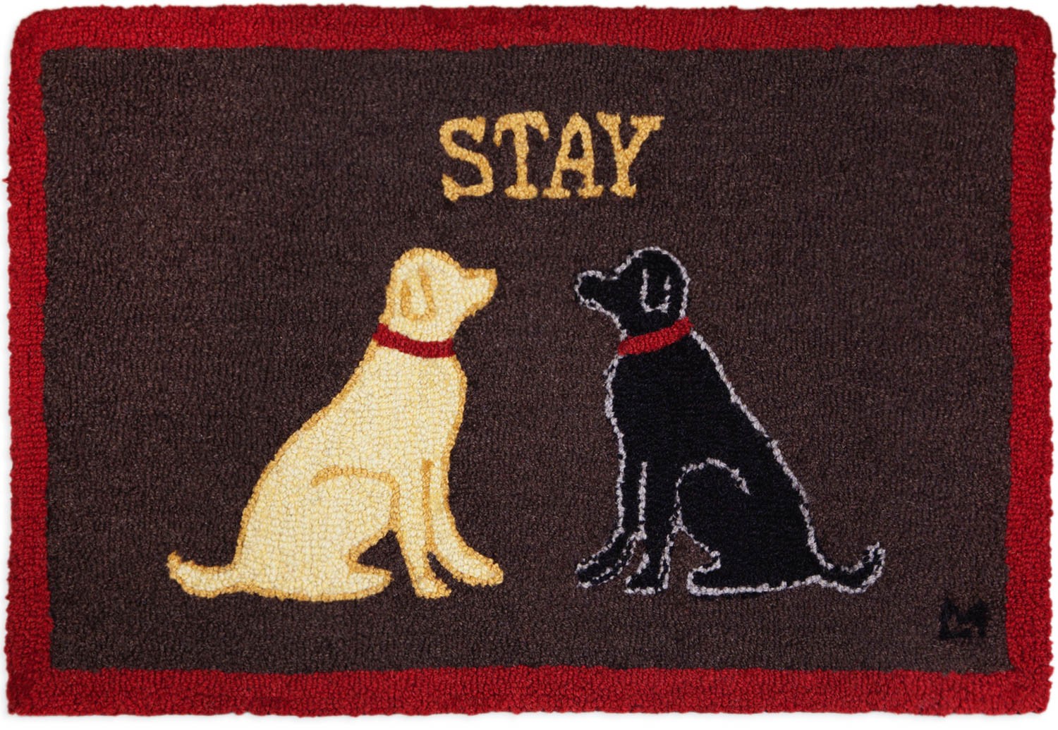 Plow & Hearth Hand-Hooked Wool Dogs Stay Accent Rug