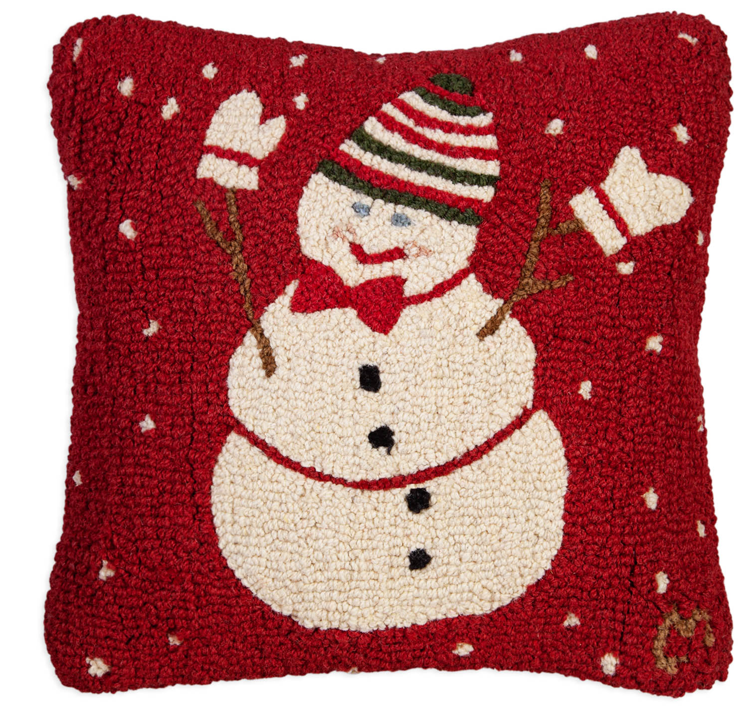 snowman-with-bow-tie-hooked-wool-pillow