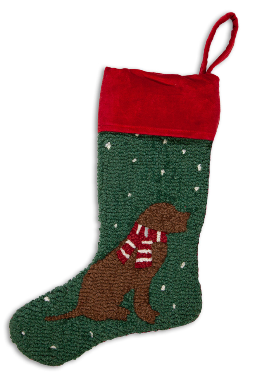 Chocolate Labrador Dog Needlepoint Christmas Stocking NWT 