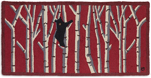 Picture of Bear in Birches on Red